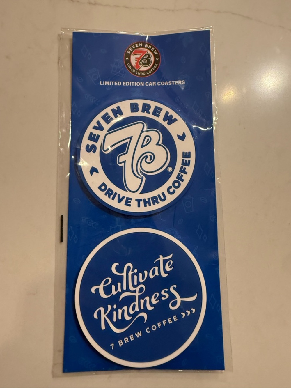 Blue Drive Thru Coffee Car Coasters - Set of 2